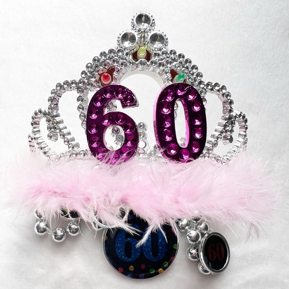 Happy Bday ♥️ 60 y/o Tiara w Lights, Necklace & Brooch